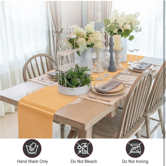 24 Pack 12x108” Gold Satin Table Runners for Any Party Wedding Banquets Birthday - Picture 6 of 8